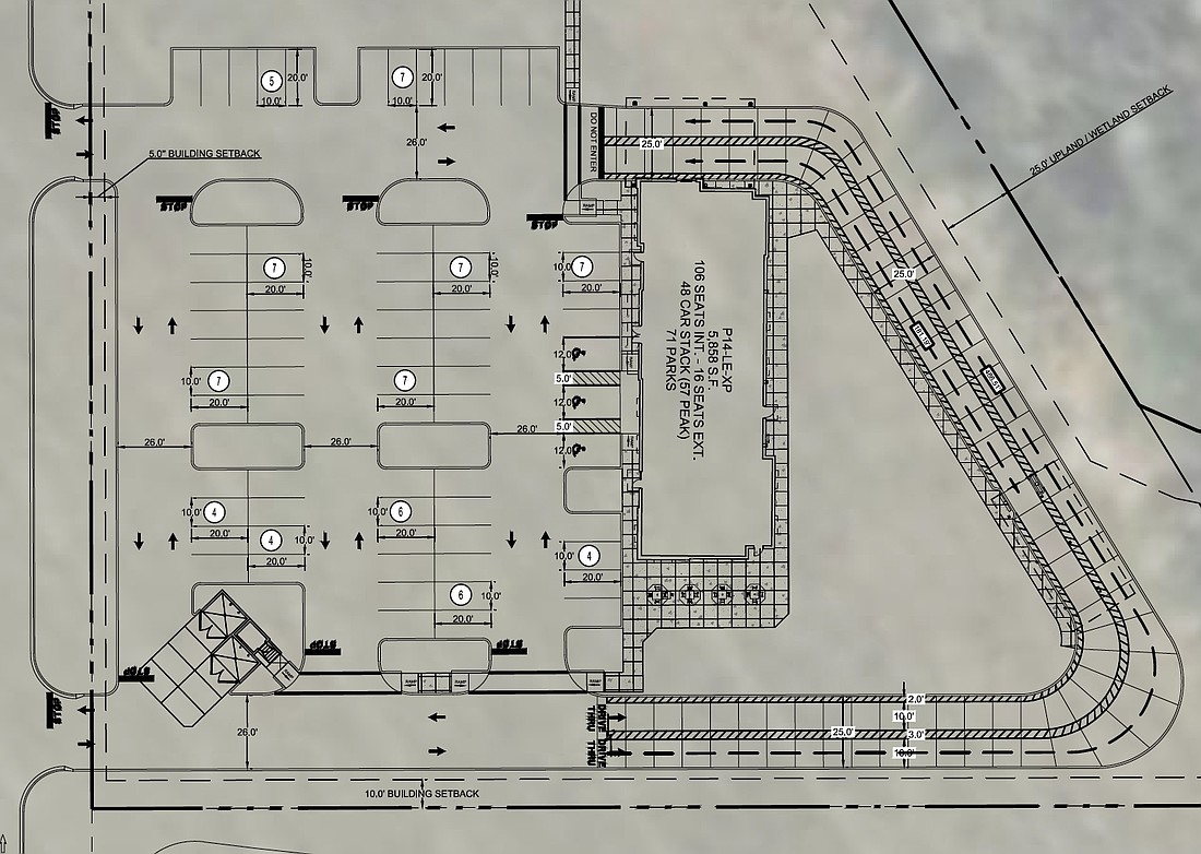 A fast-food restaurant with a dual drive-thru is planned on an out parcel at the proposed Walmart Supercenter near World Commerce Center in St. Augustine.