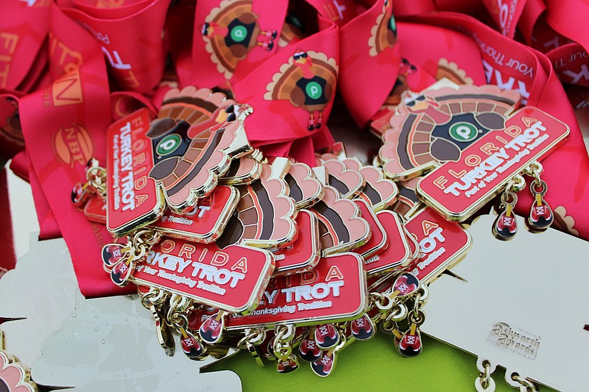 Approximately 3,400 medals were handed out to participants at the finish line of the Florida Turkey Trot at Nathan Benderson Park. It was a record crowd for the event.