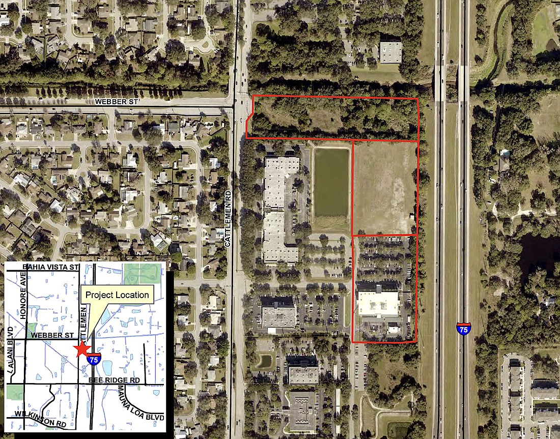 The location of the Sarasota County Sheriff's Office and expansion are outlined in red.