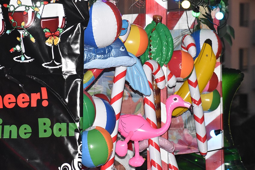 The Siesta Key Wine Bar float offered a variety of tropical decor.