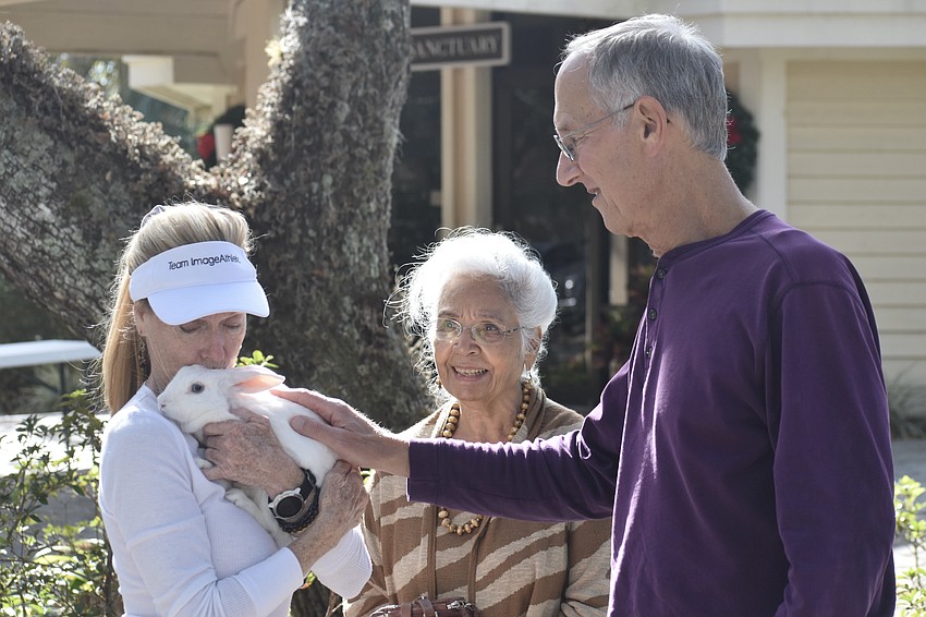 Piper Lyons and her rabbit Zen meet Prayer Chaplain Mitch Earle