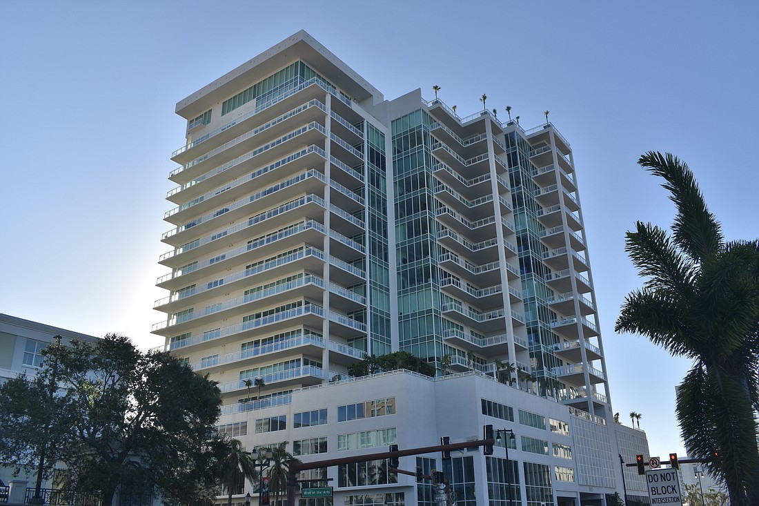 The Unit 1401 condominium at.540 N. Tamiami Trail has three bedrooms, four-and-a-half baths and 3,698 square feet of living area.