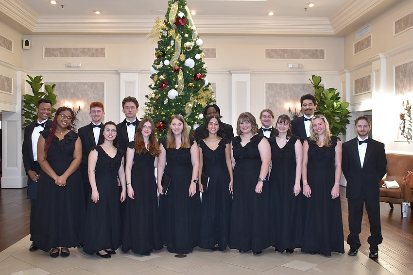 The State College of Florida Chamber Choir performs for the Palm Aire Women's Club on Dec. 5.