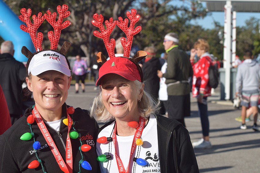 Families came out in full force for the Jingle Jog 5K at The Haven of Sarasota on Saturday morning. Corinne Deckard and her mother, June Aloia, showed their Christmas spirit by dressing up for their run together.