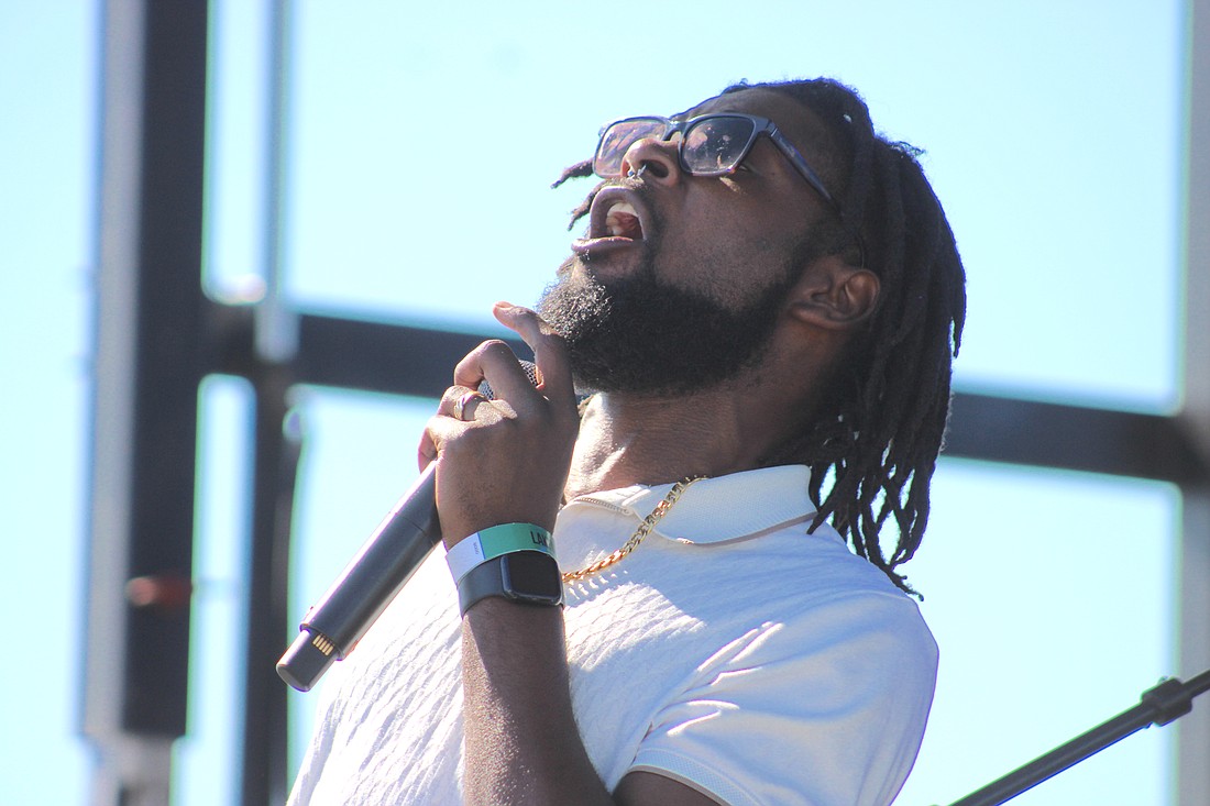 Blues artist Dylan Triplett gets into his work during his set at the Lakewood Ranch Blues Festival at Waterside Place.