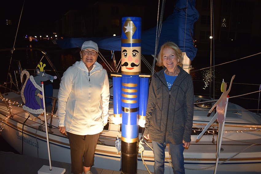 Brenda Korthauer and Cindy Ritchell with her handmade nutcrackers.
