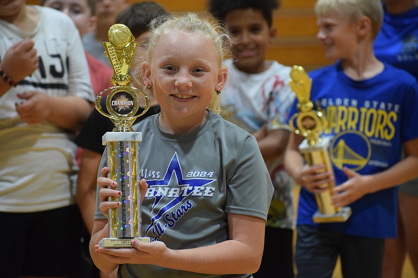Ariana Uhlinger made 15 of 25 free throws to win the girls 8-9 year-old group at the Lakewood Ranch-Sarasota Elks Hoop Shoot at Carlos E. Haile Middle School on Monday, Dec. 9.