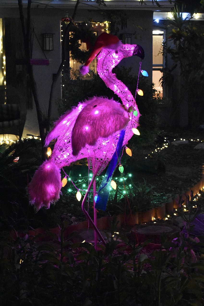 A flamingo decorates the yard at 3611 Kingswood Drive in Colonial Oaks.