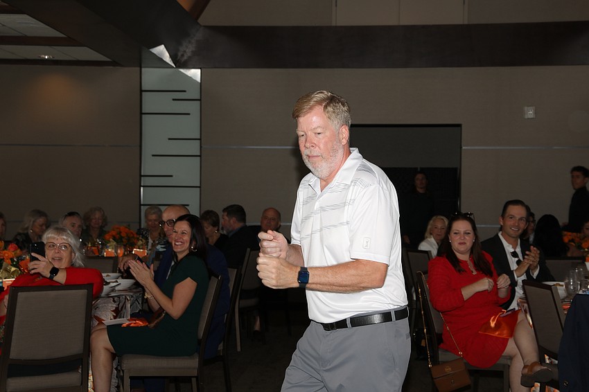 To the delight and cheers of some 200 guests, Roger Tregelles danced his way down the red carpet.