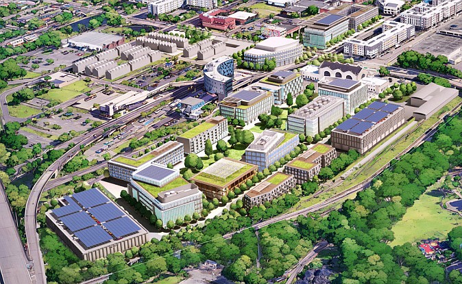 A closer look at the rendering of the University of Florida graduate campus Downtown in LaVilla. The campus is planned surrounding the Prime F. Osborn III Convention Center.