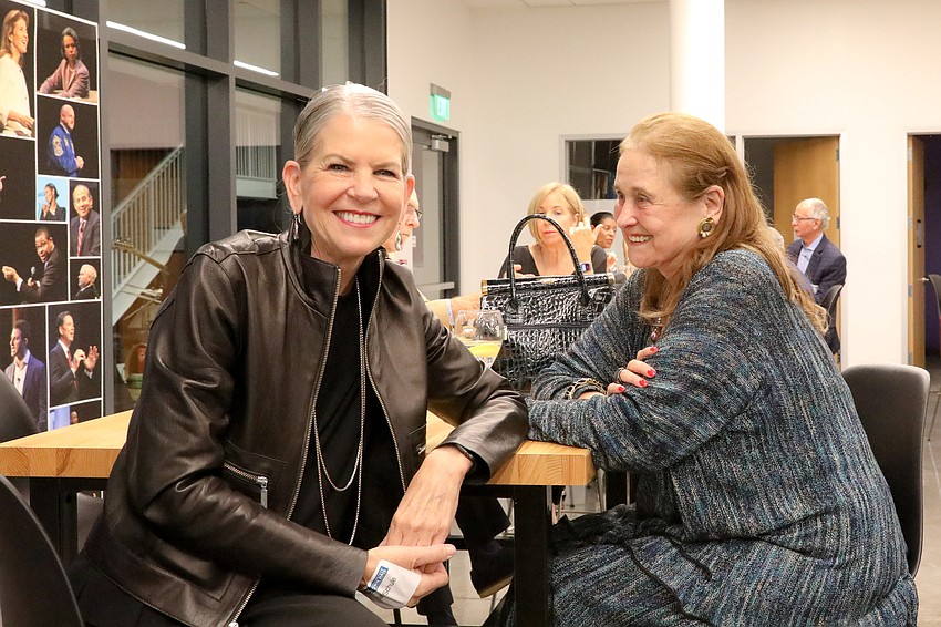 Sally Schule and Flora Major enjoy an evening at RCAD.