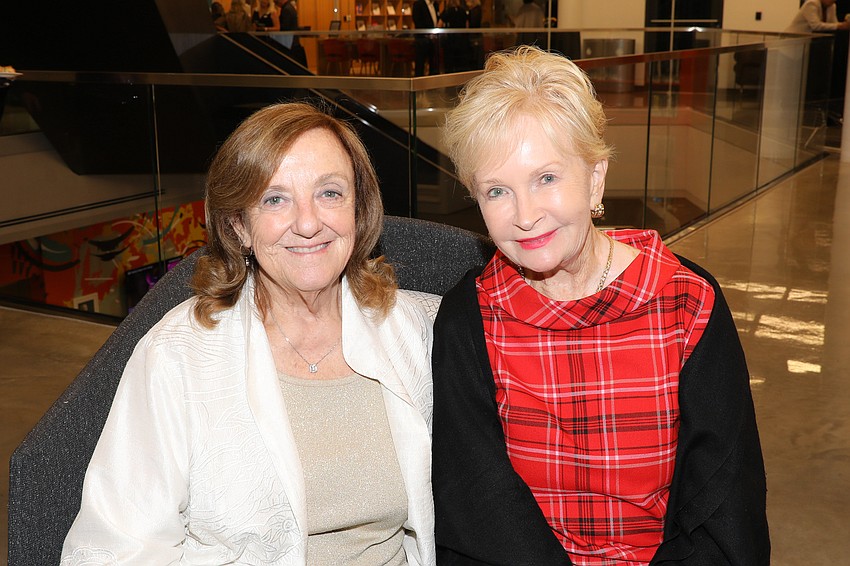 Long-time friends Bonnie McIntyre and Barbara Gardner enjoy the Town Hall events that are put together by Ringling College of Art and Design.