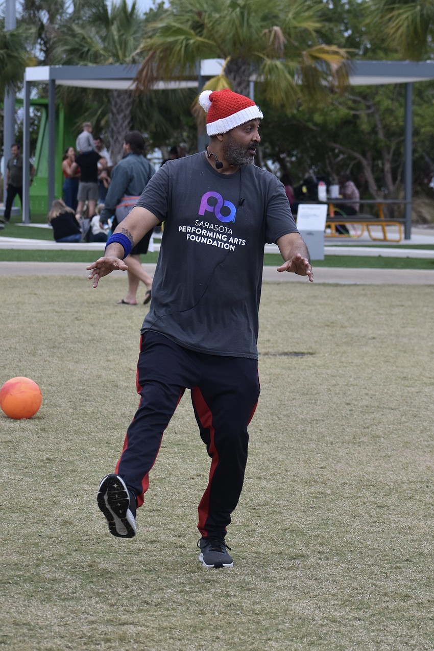 Sarasota Performing Arts Foundation dance instructor Stevey Jones, known as Mr. Stevey, leads attendees in a dance activity.