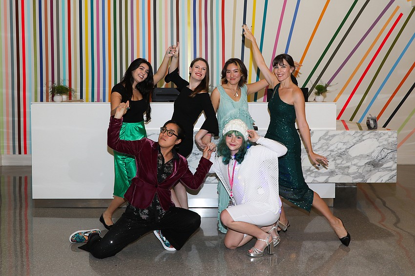 Samo Davis and Emily Norris (floor) with Payton Adams, Becca Boyd, Hanna Mullen and Laura Parker Samson