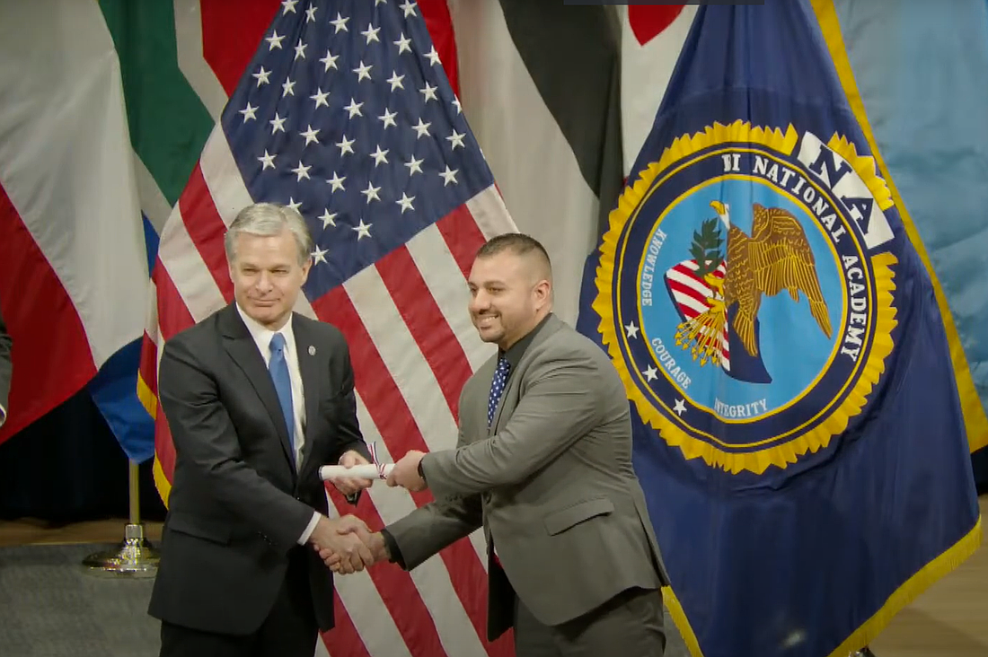 FBI Director Christopher Wray and Cmdr. Joe Barile. Courtesy of the FCSO