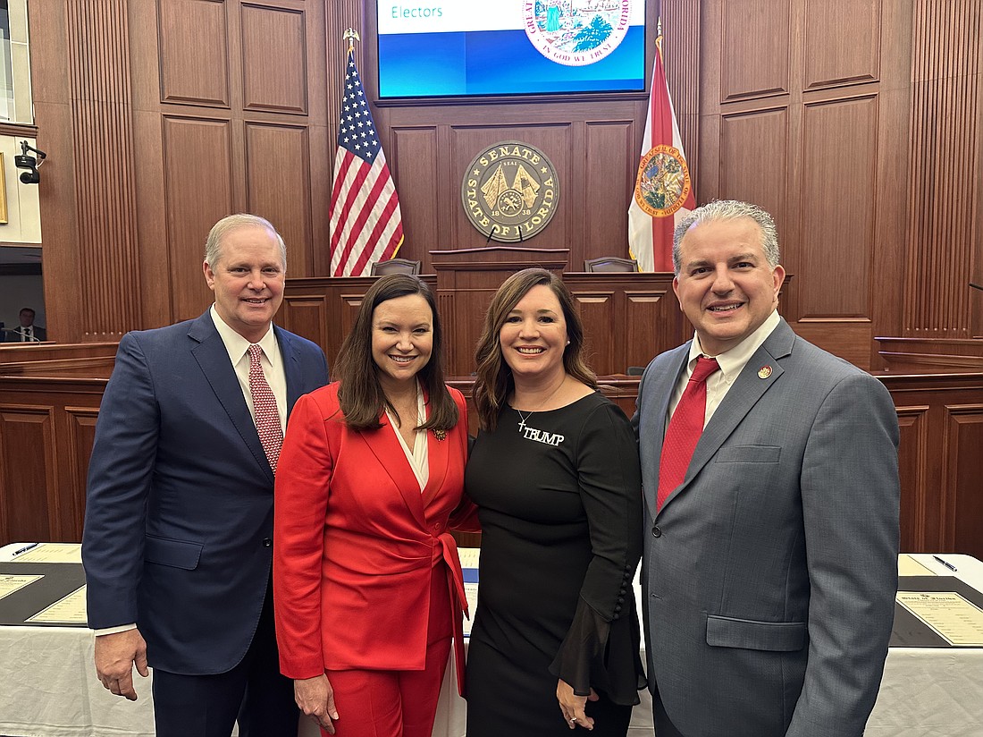 Erin Huntley, third to left, met Florida Commissioner of Agriculture Wilton Simpson, Florida Attorney General Ashley Moody and Florida Chief Financial Officer Jimmy Patronis.