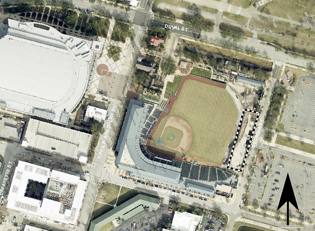 The two-story, 9,150-square-foot building is planned in right field at the stadium home of the Jacksonville Jumbo Shrimp.