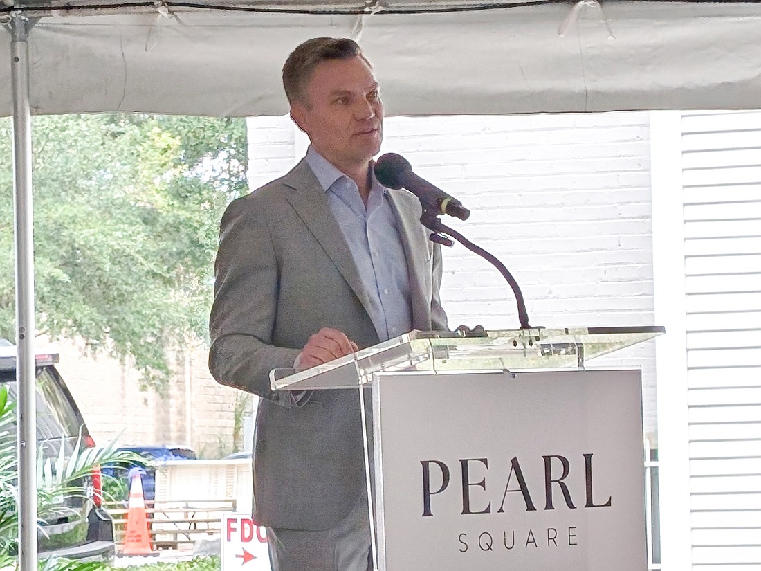 Gateway Jax lead developer Bryan Moll speaks at the Pearl Square groundbreaking ceremony Oct. 29. Pearl Square is the first phase of the Gateway Jax project of apartments and retail spaces in Downtown Jacksonville.