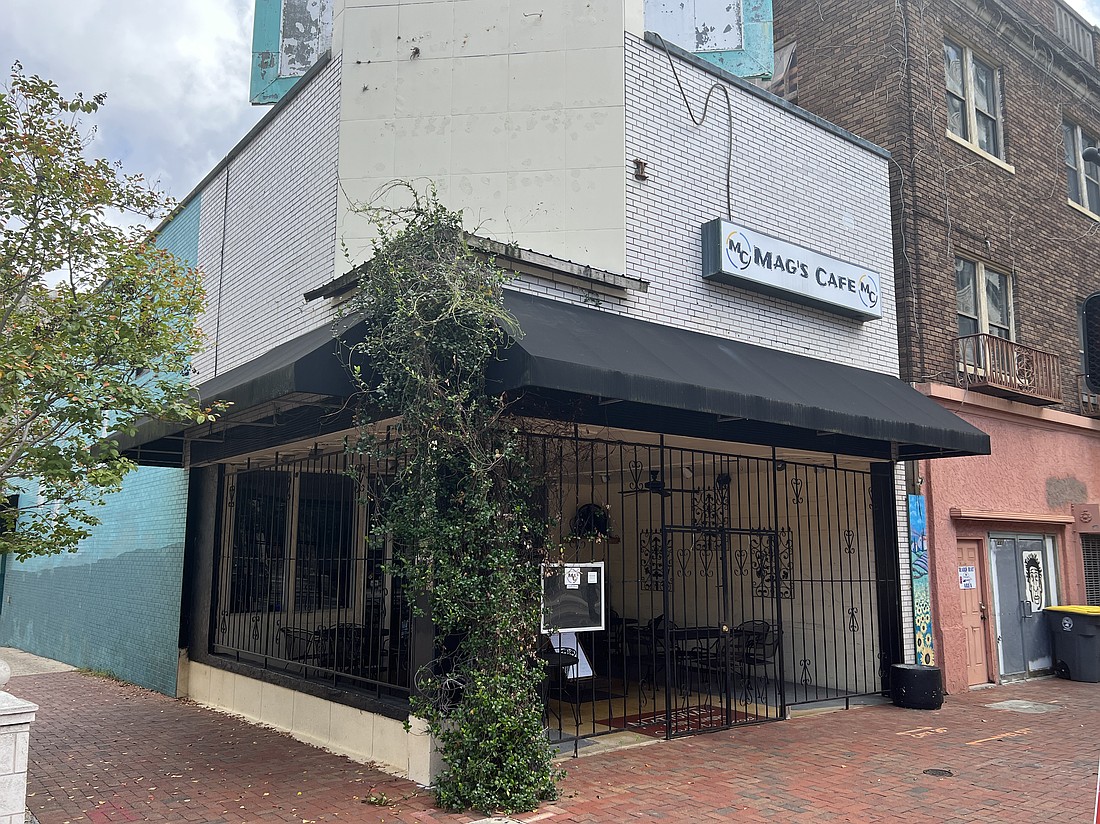 The Mag's Cafe building at 231 N. Laura St. and an adjacent building at 38-44 W. Monroe St. sold Dec. 19 for $1.4 million. At right is the Juliette Balcony building, which has the same owner.