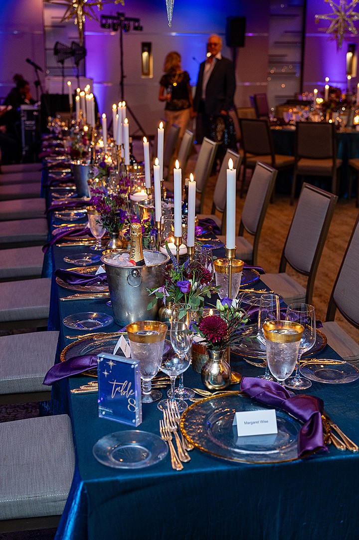 The head table was festively decorated for Selby's New Year's Eve Gala.