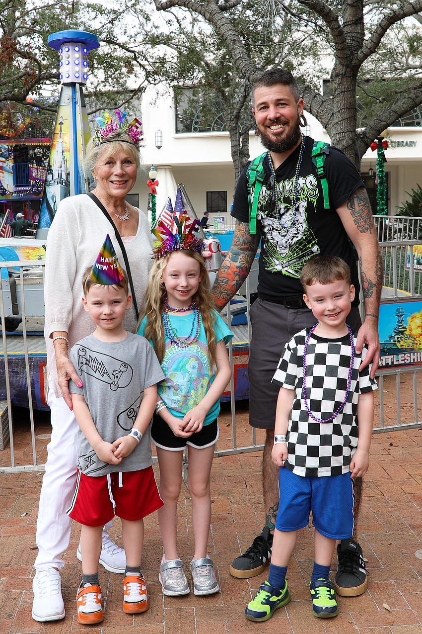Great Aunt Sherry Boesel from Sarasota with nephew Christian Tillett and his children Elijah, Aurora and August.