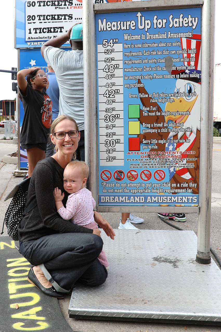 Cora Kijanka and her mom, Katherine, and someone was disappointed to find out there are no rides for anyone under 25 inches.