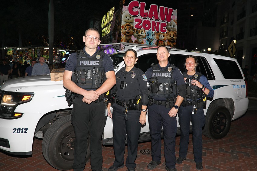 Sarasota's finest on the evening shift include officers Nick Bruno, Jaymi Delcos, Bryan Lundstrom and Gina Traina.