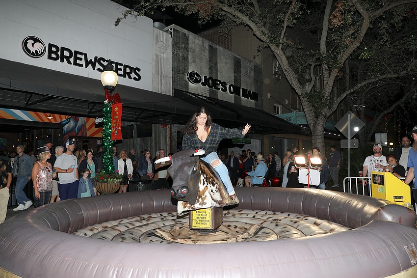 All the way from Arkansas is Jessalynn Ball, who takes a turn on the mechanical bull.