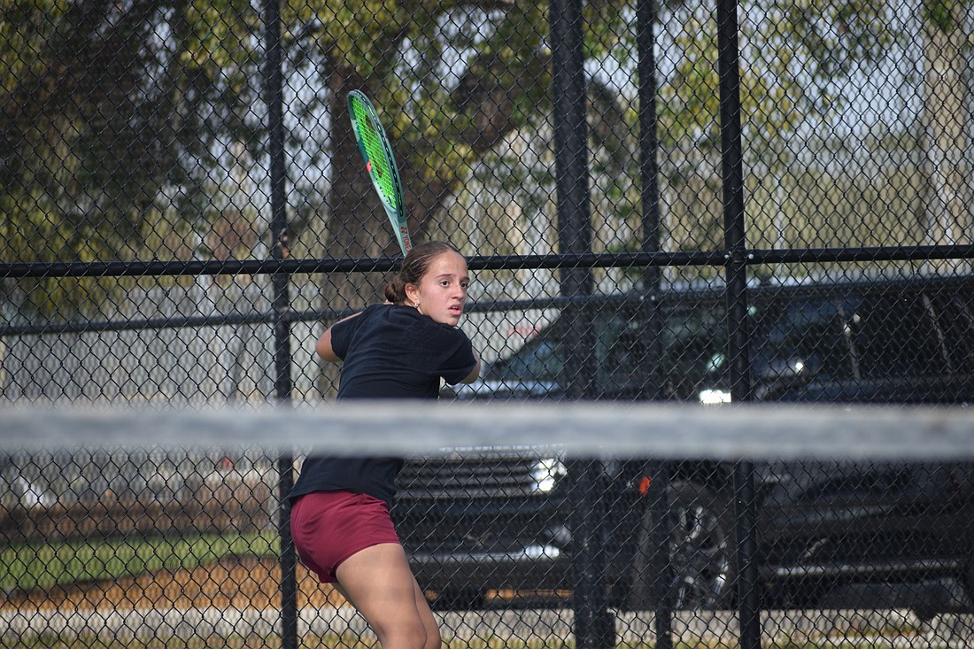 Andejla Radojicic takes part in tennis lessons at Lakewood Ranch Park to help improve her game.