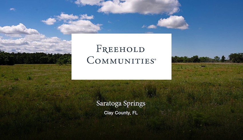 Freehold Capital Management plans to develop an “Agrihood” community called Saratoga Springs with as many as 4,489 homes in Clay County. Freehold Communities is part of Freehold Capital Management. Freehold Capital Management plans to develop an “Agrihood” community called Saratoga Springs with as many as 4,489 homes in Clay County. Freehold Communities is part of Freehold Capital Management.