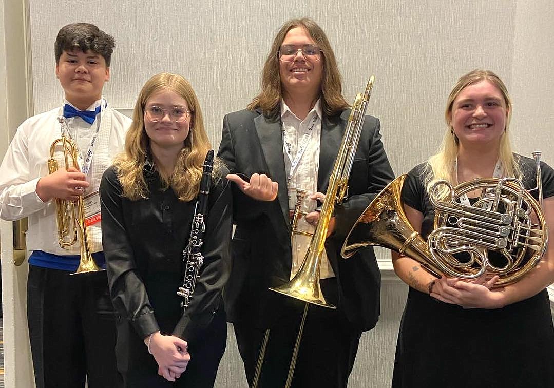 Buddy Taylor Middle School's Xavier Martinez-Diaz, Matanzas High's Erica Rimstidt and Flagler Palm Coast's Matthew Erviti and Emma Harris are All-State Honors Band members. Courtesy photo