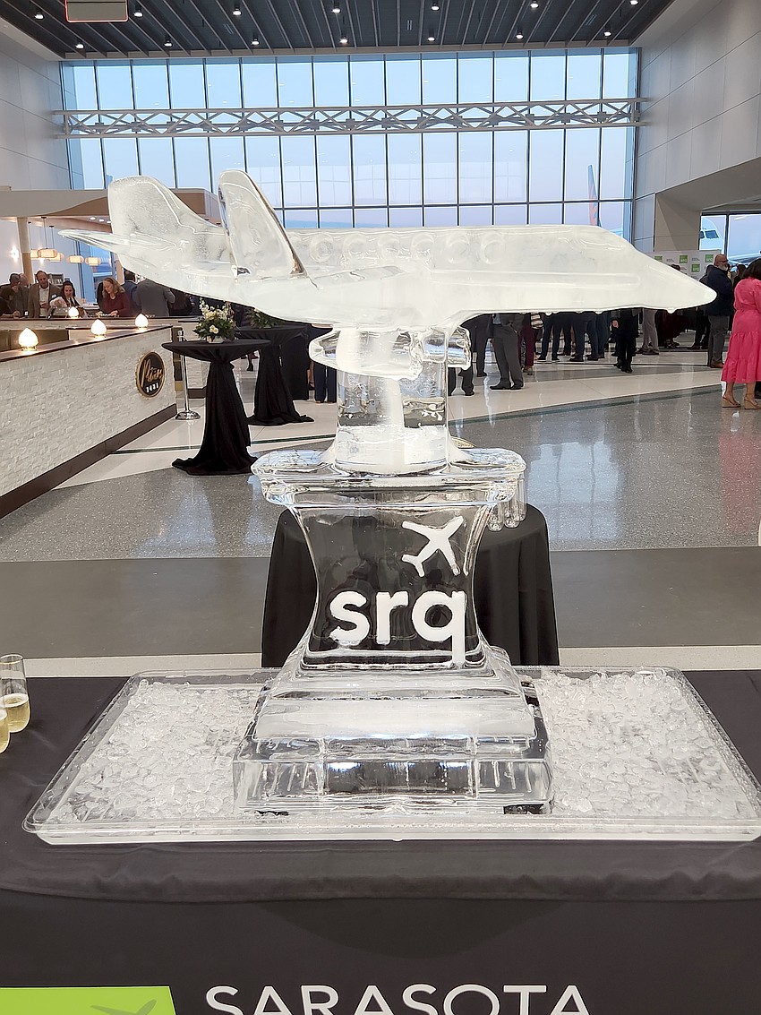 An ice sculpture at Sarasota-Bradenton International Airport