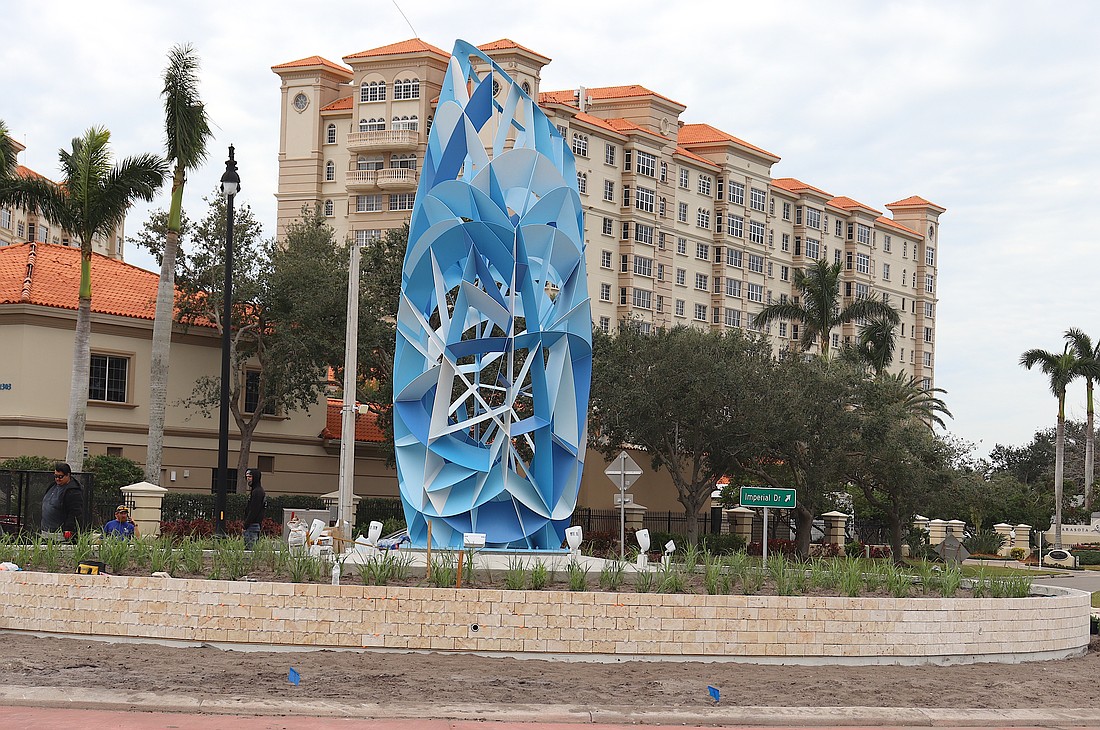 Poly has been installed in the roundabout at U.S. 41 and 14th Street.