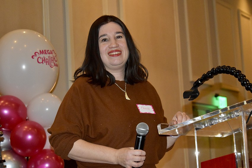 Chanie Bukiet with the Chabad of Bradenton & Lakewood Ranch emcees the Mega Challah Bake.