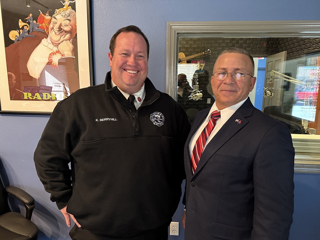 Palm Coast Fire Chief Kyle Berryhill and Mayor Mike Norris were guests on WNZF News Radio's Free For All Friday on Jan. 17. Photo by Brian McMillan.