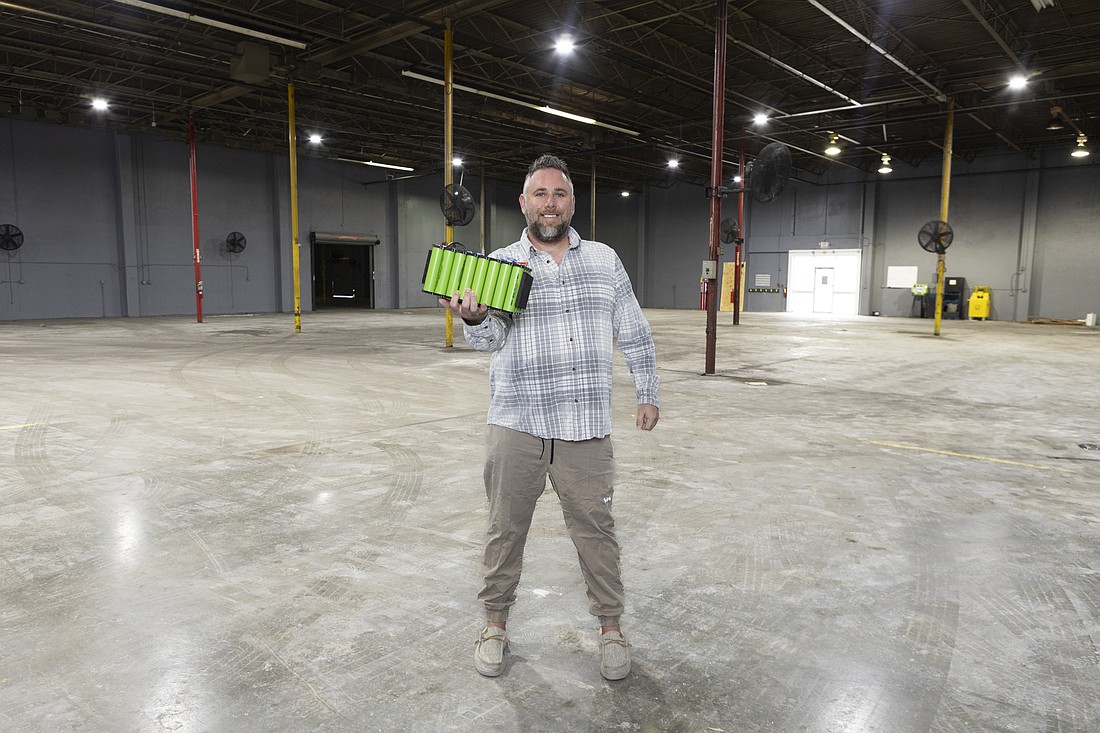 Nathan Staron, founder and CEO of Tampa-based Lithium Battery Company, is expanding the company beginning with a move into a 65,000 square-foot facility. Photo by Mark Wemple