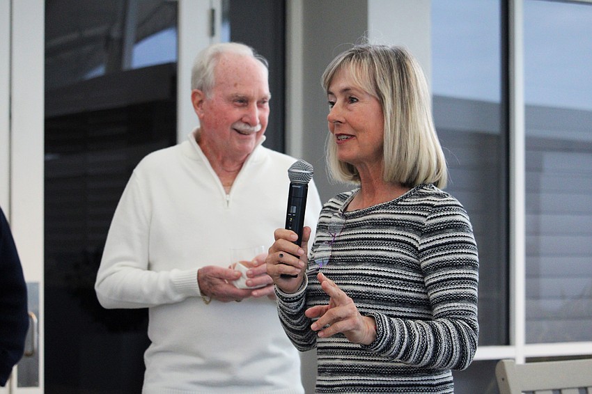 Kay Thayer explains the new format for the 25th annual Observer Challenge tennis tournament.