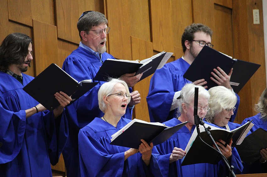 The choir performs at Friday's Shabbat service at Temple Beth Israel.