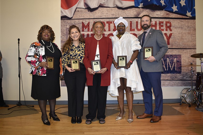 This year's honorees were Eula T. Bacon, program director of Bridges to Educational Excellence Learning Center; Dr. Vida Farhangi, medical director of Sarasota Memorial Internal Medicine in Newtown; Dannie Frazier Brown, retired educator and co-founder of the Sarasota MLK Celebration Committee; Mary Butler, president of the Amaryllis Park neighborhood association; and Thomas Fairley, executive director of the Southwest Florida Chapter of the American Red Cross.