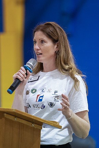 Flagler County School Board member Lauren Ramirez speaks at the Martin Luther King Jr. celebration in January at the G. W. Carver Community Center in Bunnell. Photo by Michele Meyers