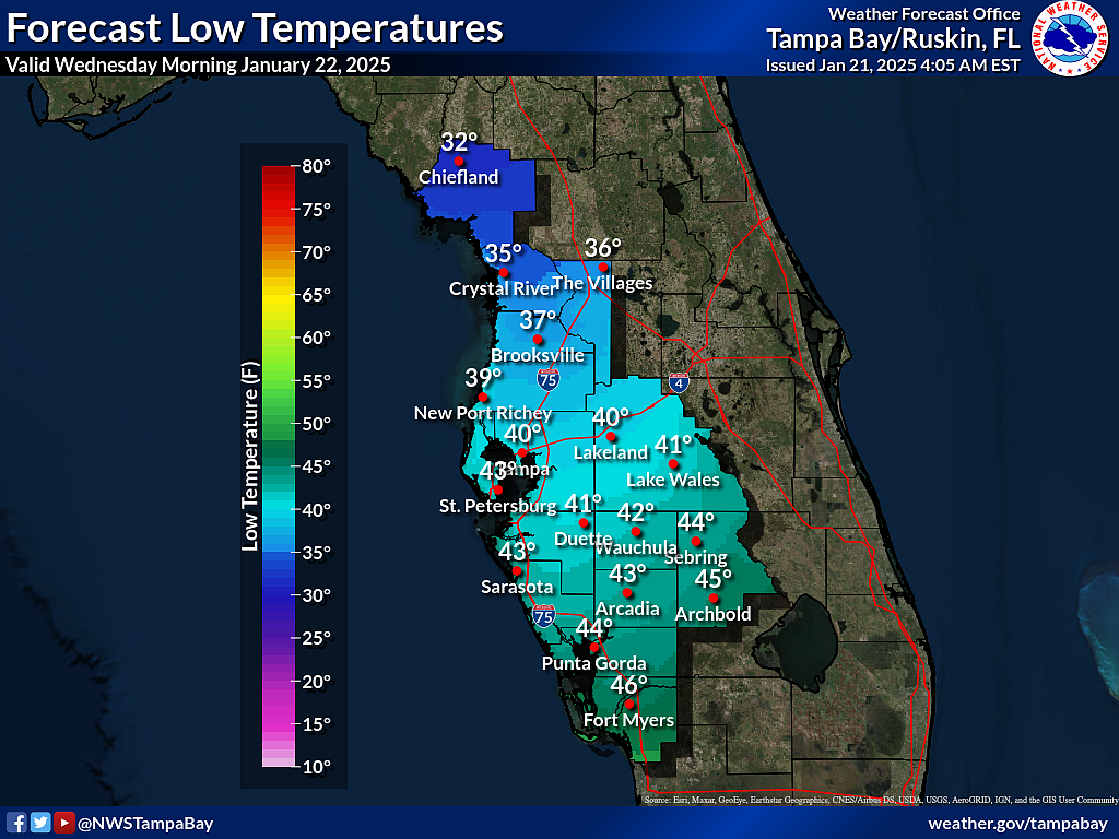 The National Weather Service predicts the cold weather will persist through the weekend.