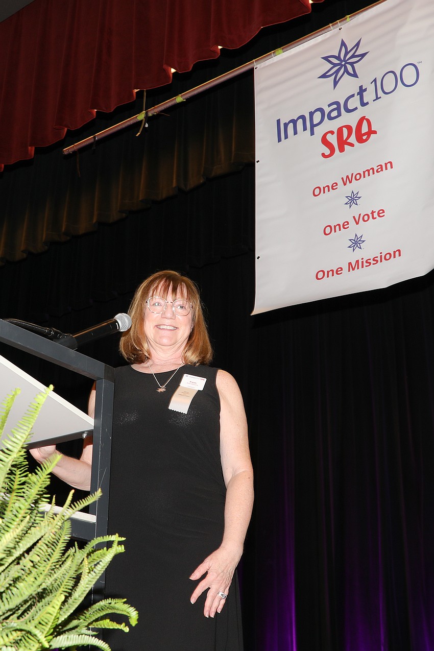 Impact100 SRQ President Pam Kandziora kicks off the 2025 Impact Awards on Jan. 22 at the Municipal Auditorium.