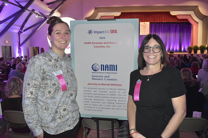 Beth Walters and Colleen Thayer of Nami pose in front of their sign.