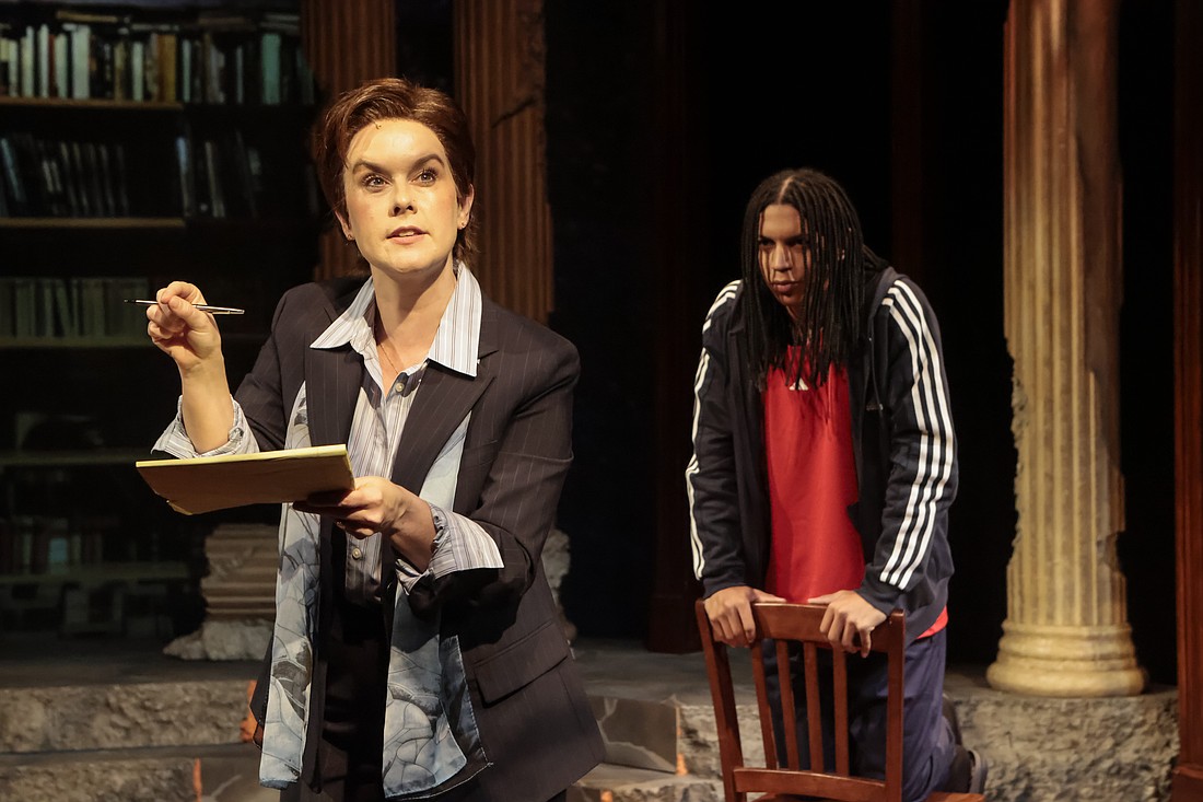 Rachel Moulton and Luke Brodersen star in Florida Studio Theatre's "The Cancellation of Lauren Fein," which runs through March 9 at FST's Gompertz Theatre.