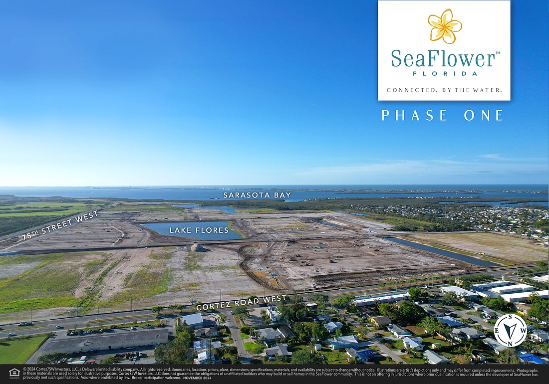 The first phase of development at SeaFlower will include 1,063 residences centered around Lake Flores.