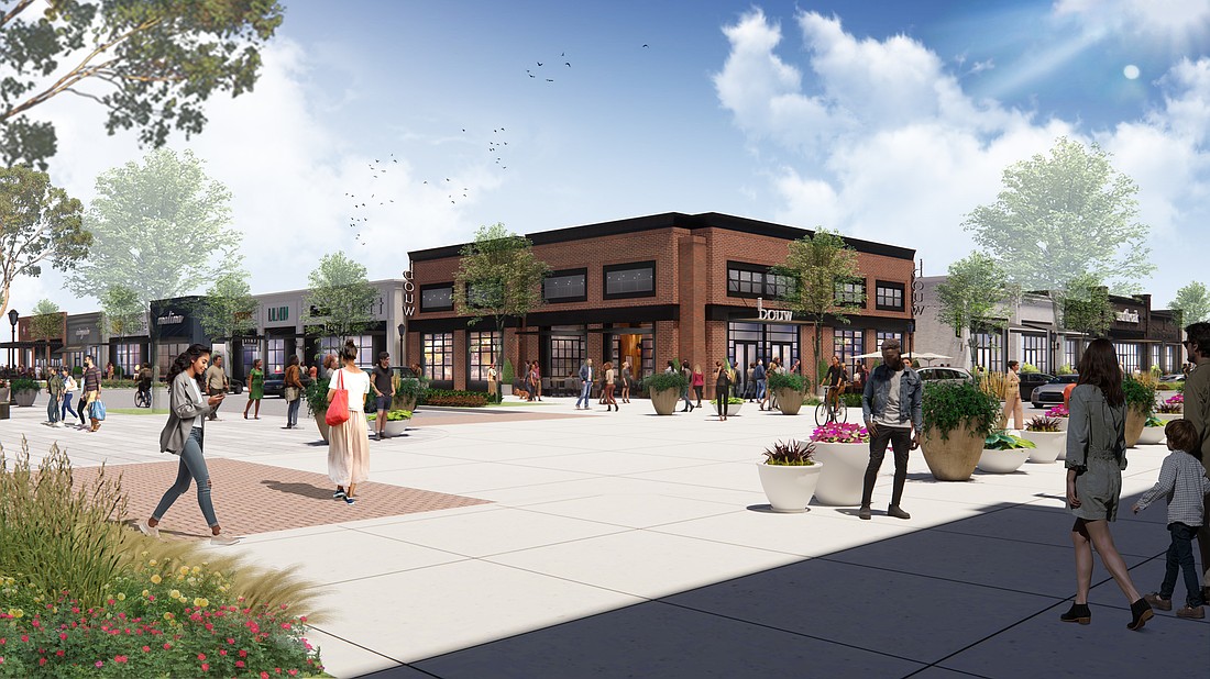 A rendering of The Village at Seven Pines shopping center planned in the Seven Pines master-planned community.