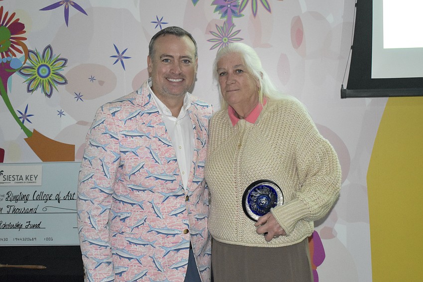 Maureen Gresk, general manager of Siesta Beach eats, was honored with the community partner award for her dedicated customer service, her organization of free meals during the hurricanes and her community support.