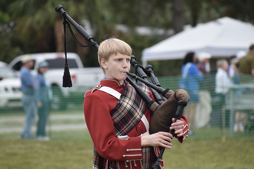 Christian Jones, a 9th grader at Riverview High School, plays the bagpipes.