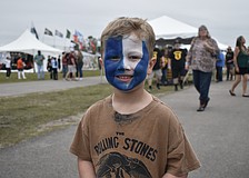 Baker Zovath, 4, had his face painted based on the film "Braveheart."