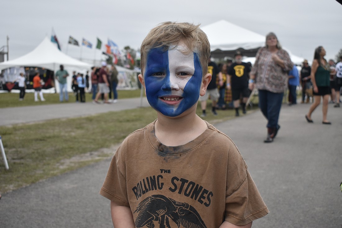 Baker Zovath, 4, had his face painted based on the film "Braveheart."